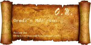 Ormós Márton névjegykártya